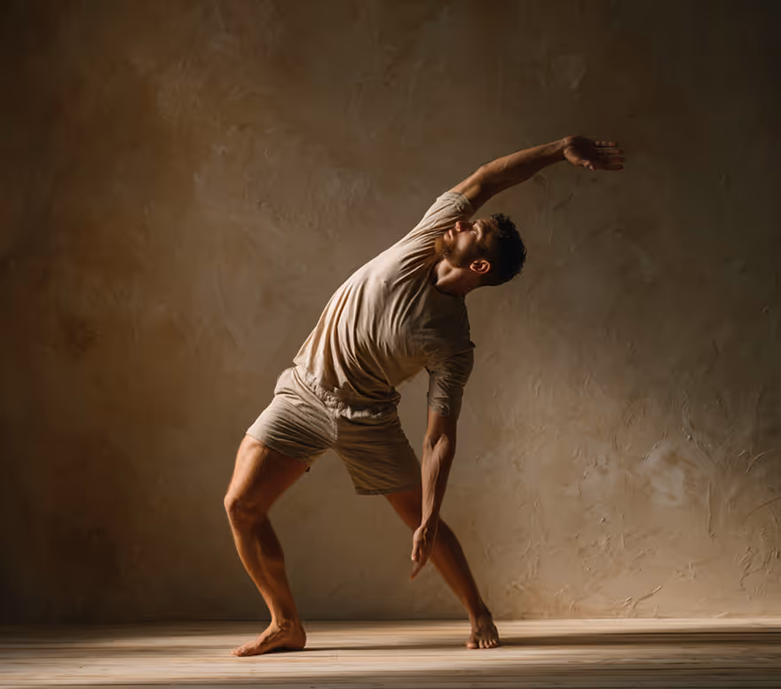 Man performing a standing side stretch