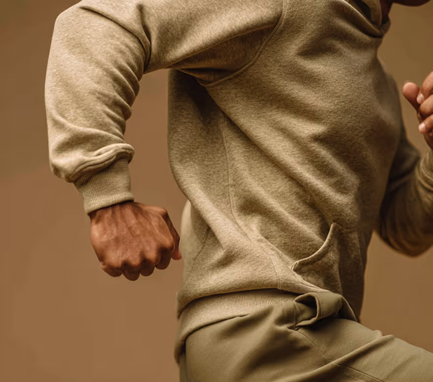 Close view of a man jogging