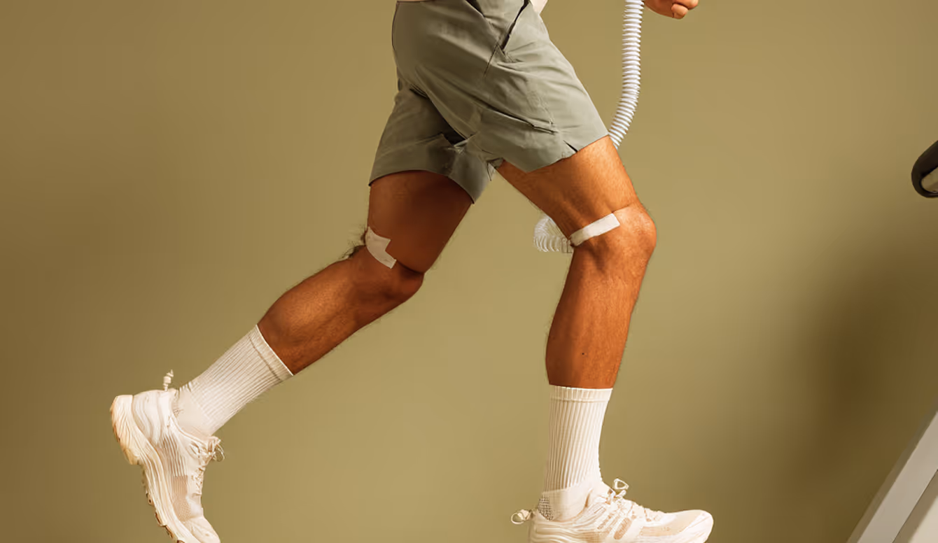 Close view of an athlete running